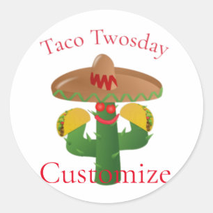 Taco Tuesday Saguaro Cactus Thunder_Cove Classic Round Sticker