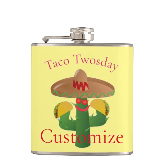 Taco Tuesday Saguaro Cactus Thunder_Cove Hip Flask (Front)