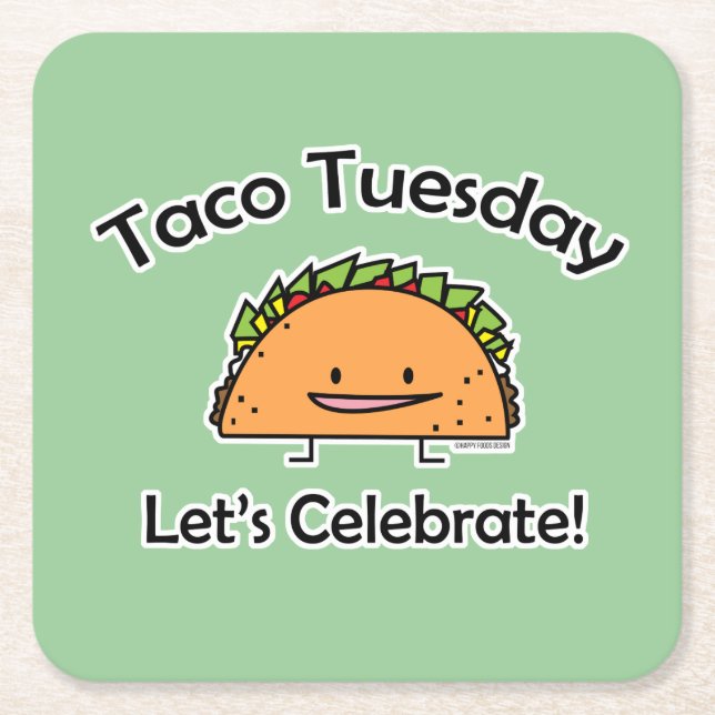 Taco Tuesday shell cheese Mexican food Square Paper Coaster (Front)