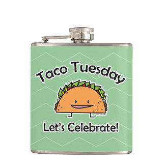 Taco Tuesday shell cheese Mexican food tortilla Hip Flask