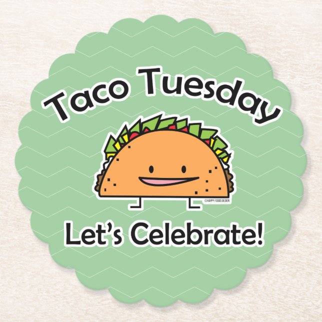 Taco Tuesday shell cheese Mexican food tortilla Paper Coaster (Front)