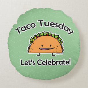 Taco Tuesday shell cheese Mexican food tortilla Round Cushion