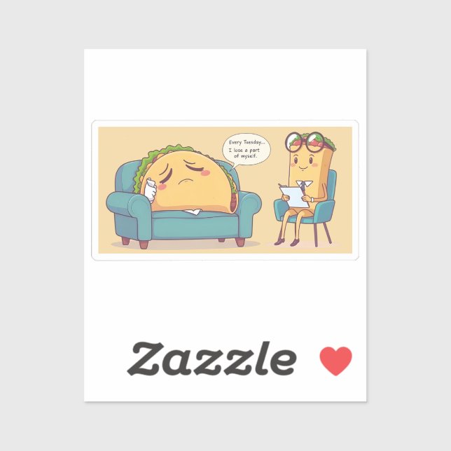 Taco Tuesday Therapy - Funny Cartoon Food Art (Sheet)