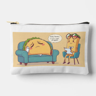 Taco Tuesday Therapy - Funny Cartoon Food Art Accessory Pouch
