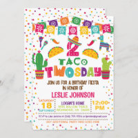 Taco TWOsday 2nd Birthday Invitation - White