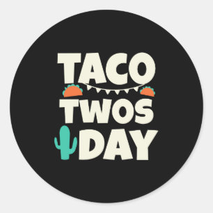 Taco Twosday 2nd Birthday Party Classic Round Sticker
