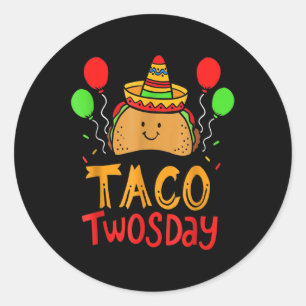 Taco Twosday Cinco De Mayo 2 Year Old Boy Girl Bir Classic Round Sticker