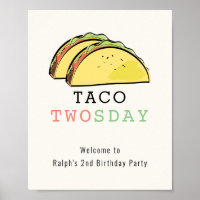 Taco Twosday Cream Birthday Welcome Sign