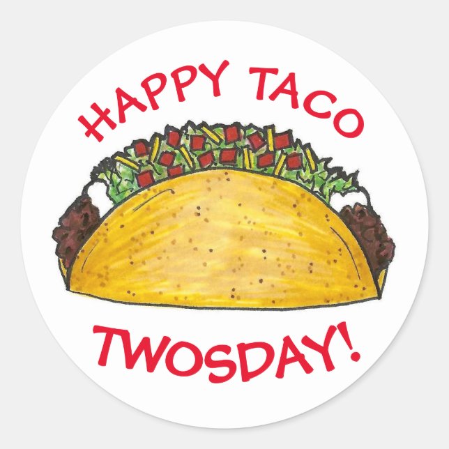 Taco TWOSday Tuesday 2nd Birthday Party Fiesta Classic Round Sticker (Front)