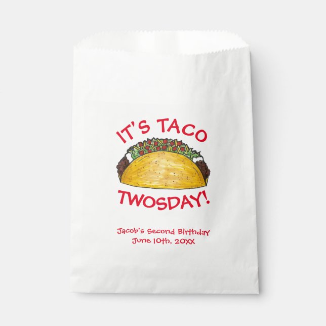 Taco TWOSday Tuesday 2nd Birthday Party Fiesta Favour Bags (Front)
