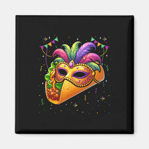 Taco Wearing Mardi Gras Masked Fruit Lover Vegan P Magnet