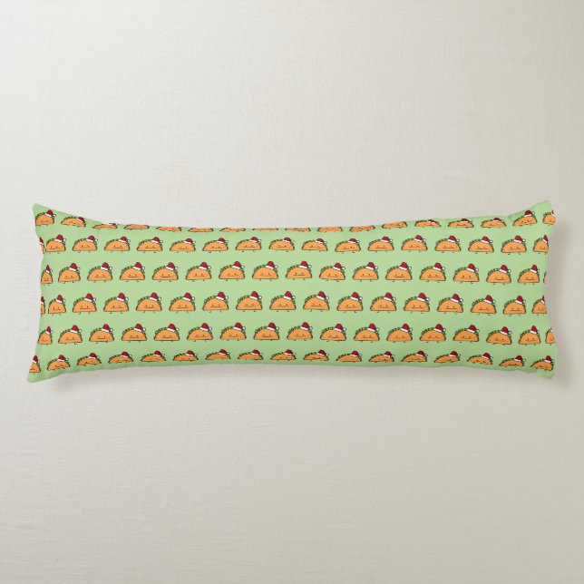 Taco wearing Santa Hat Christmas shell meat salsa Body Cushion (Front)