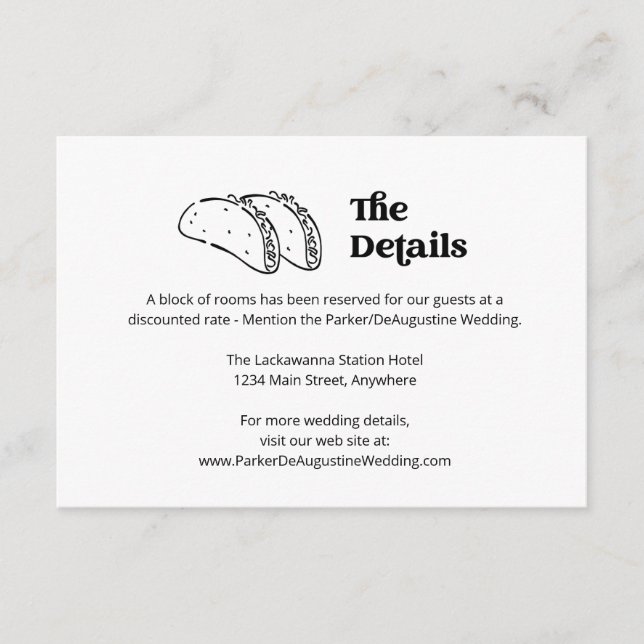 Taco Wedding Information Details Enclosure Card (Front)