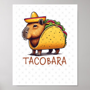 Tacobara Capybara In A Taco Costume Sticker  Poster