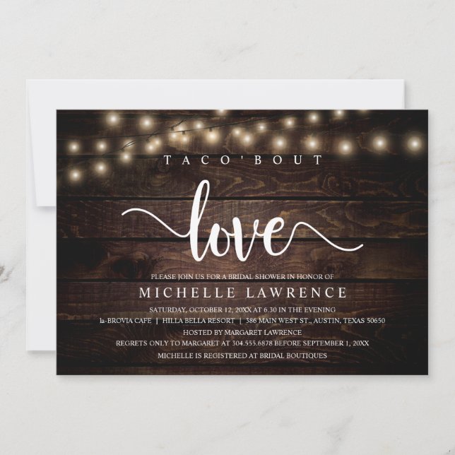 Taco'bout Love, Rustic Bridal Shower Celebration Invitation (Front)