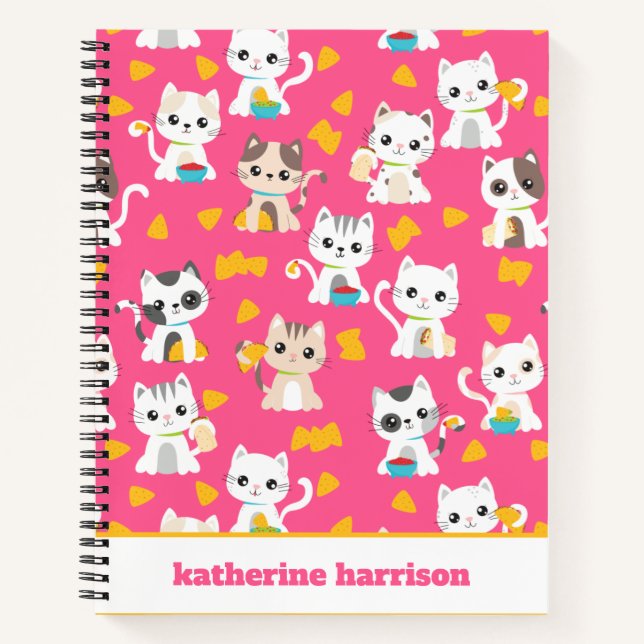 Tacocat Burrito and Taco Cats Cute Personalised Notebook (Front)