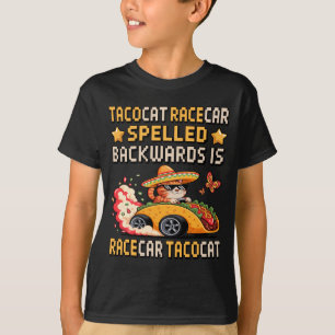 Tacocat Racecar Spelled Backwards Cat Kids Kitty T-Shirt