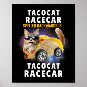 Tacocat Racecar Spelled Backwards Funny Mexican Ca Poster
