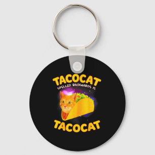 Tacocat spelled backward is tacocat cat meme taco key ring