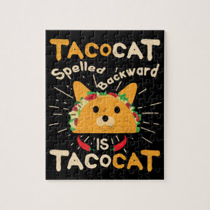 Tacocat Spelled Backwards Cinco de Mayo Cat Taco Jigsaw Puzzle