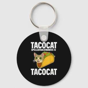 Tacocat Spelled Backwards Funny Cat Gifts Men Wome Key Ring