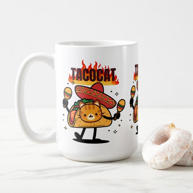 Tacocat Spelled Backwards Is Tacocat Coffee Mug (With Donut)