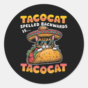 Tacocat Spelled Backwards Shirt Taco Cat Cinco De Classic Round Sticker