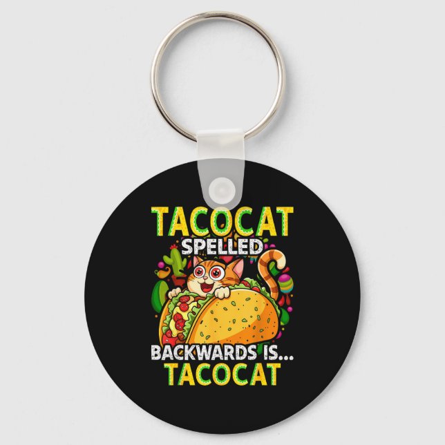 Tacocat spelled backwards taco cat cinco de mayo  key ring (Front)
