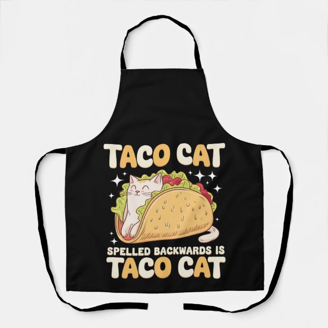 Tacocat Spelled Backwards Taco Cat Mexican Apron (Front)