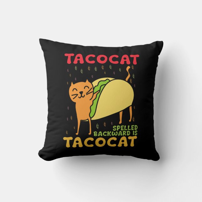 Tacocat Spelled Backwards Tacos Cats Cinco De Mayo Cushion (Front)