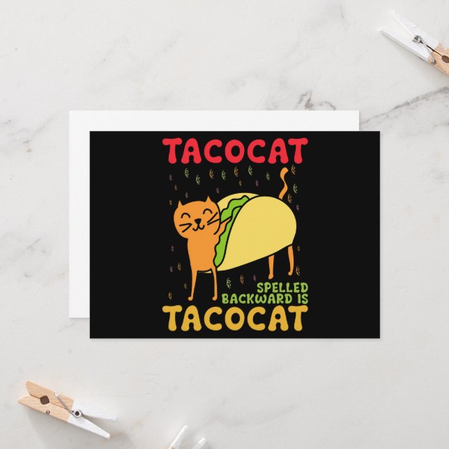 Tacocat Spelled Backwards Tacos Cats Cinco De Mayo Invitation (Front/Back In Situ)