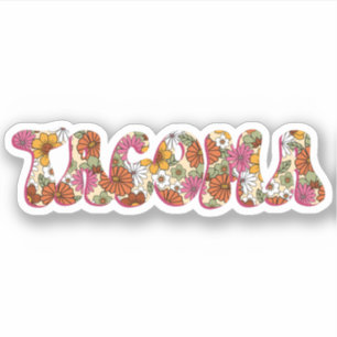 Tacoma Bright Pink Boho Hippie Floral City Sticker