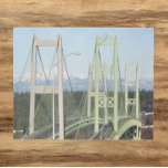 Tacoma Narrows Bridges Landscape Jigsaw Puzzle<br><div class="desc">A challenging,  16 x 20 inch jigsaw puzzle that features a scenic,  landscape photo image of the Tacoma Narrows Bridges that span over the Narrows Channel of Puget Sound,  Washington,  along with a view of the Olympic Mountains in the background. Fun for the whole family!</div>