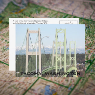 Tacoma Narrows Bridges Travel Photo Postcard