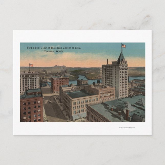 Tacoma, WA - Bird's Eye View of Downtown Postcard (Front)