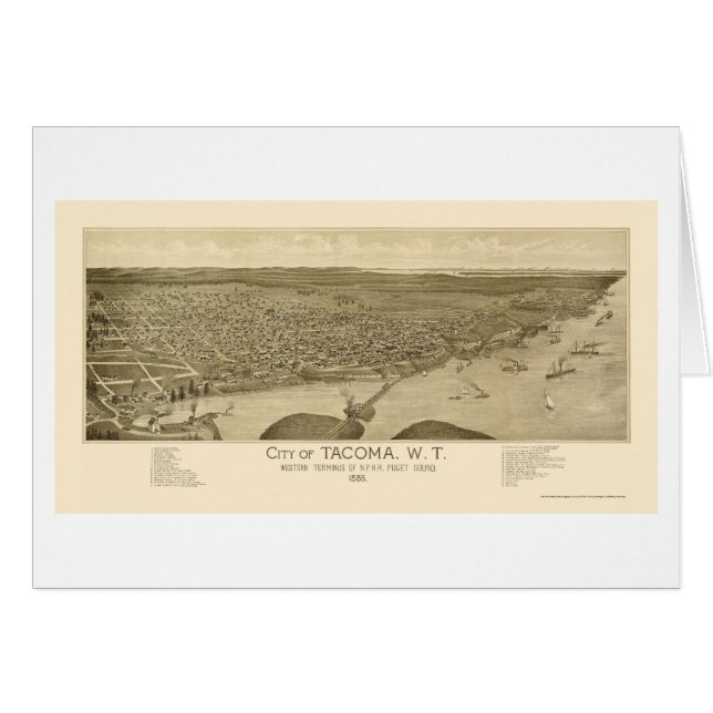 Tacoma, WA Panoramic Map - 1885 (Front Horizontal)