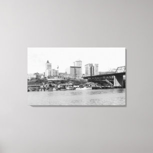 Tacoma, WA - Skyline View of Downtown Canvas Print