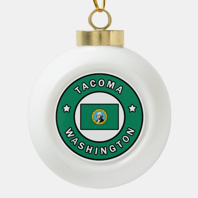 Tacoma Washington Ceramic Ball Christmas Ornament (Front)