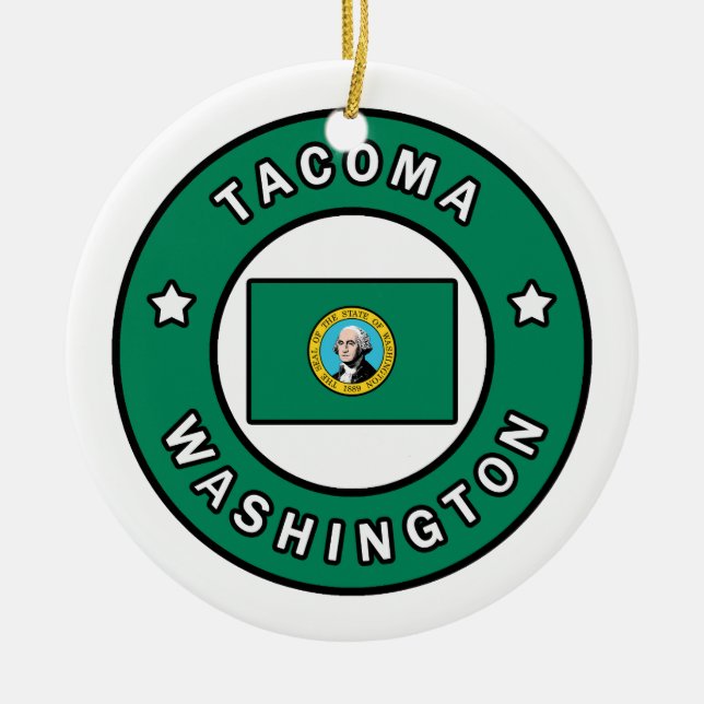 Tacoma Washington Ceramic Tree Decoration (Front)