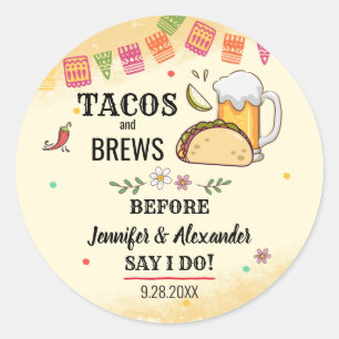 Tacos and Brews Couples Shower Sticker