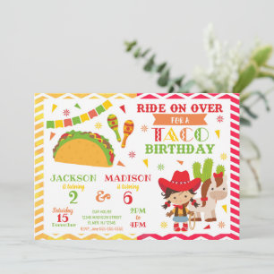 Tacos and Cowgirl Joint Birthday   Fiesta Party Invitation
