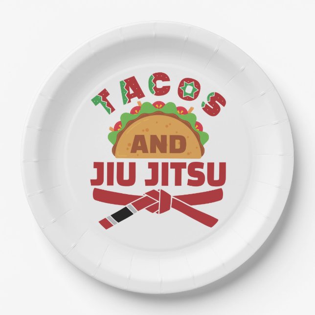 Tacos and Jiu Jitsu Paper Plate (Front)