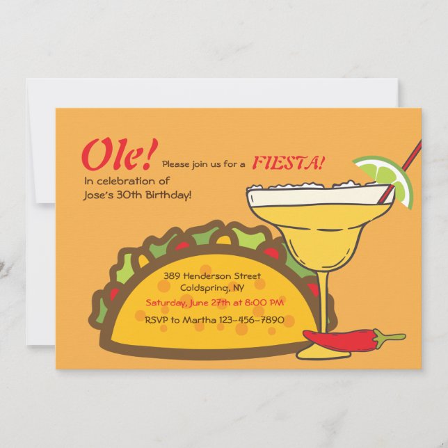 Tacos and Margaritas Invitation (Front)