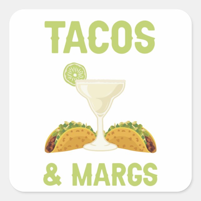 Tacos And Margs Square Sticker (Front)