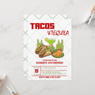 Tacos and Tequila 50th Mexican Adult Birthday Invitation