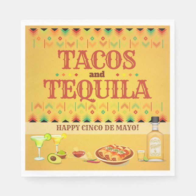 Tacos and Tequila Cinco de Mayo Mexican Fiesta Napkin (Front)