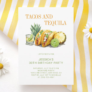 Tacos and Tequila Mexican 30th Birthday Party Invitation