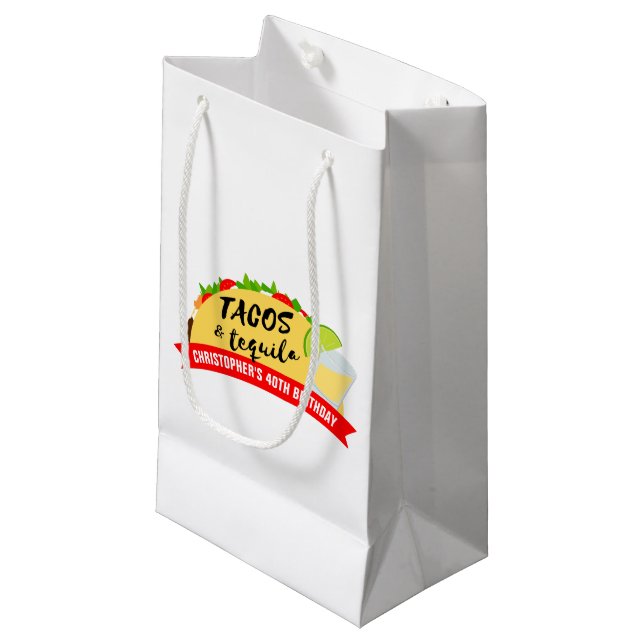 Tacos and Tequila Small Gift Bag (Front Angled)