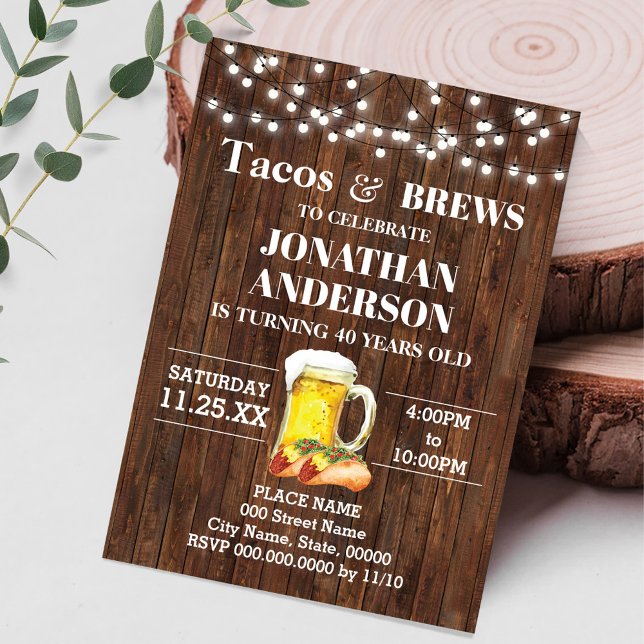 Tacos & Brews Adults Western Birthday Invitation (Creator Uploaded)