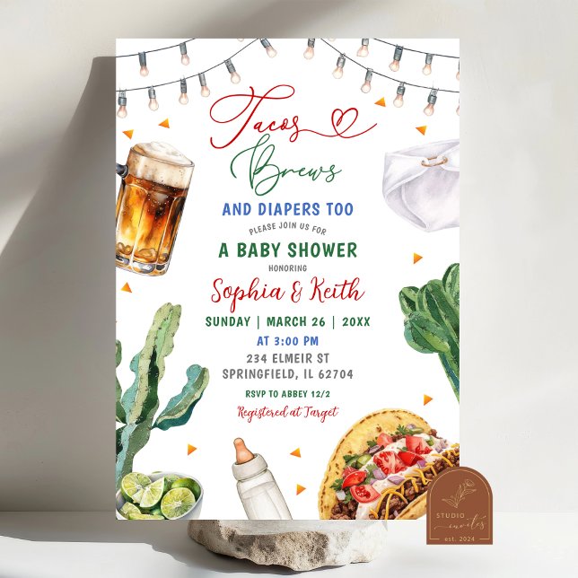 Tacos Brews and Diapers Baby Shower Invitation (Creator Uploaded)
